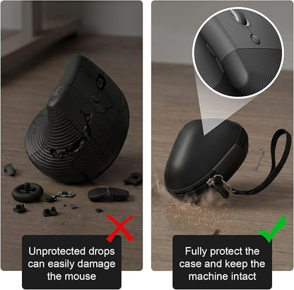 ANKHOH Case for Logitech Lift Vertical Ergonomic Mouse, Hard EVA Storage Box for Logi Wireless Bluetooth Upright Device, Travel Carrying Bag Accessories for Office (Bag Only, Black)