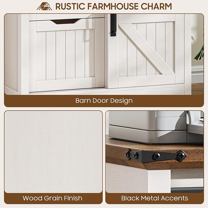 Vabches Lateral File Cabinets with Adjustable Shelf, Farmhouse Filing Cabinet for Home Office, Filing Organization Storage Cabinets with Sliding Barn Door for Hanging Files Letter/A4.