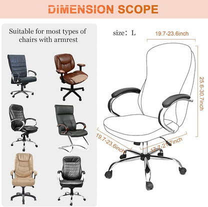 Tatuo 3 Pcs Computer Office Chair Cover Universal Rotating Chair Slipcovers Protector Removable Washable Office Armrest Covers with Zipper for High Back Seat Backrest(L,Waffle,Pink)