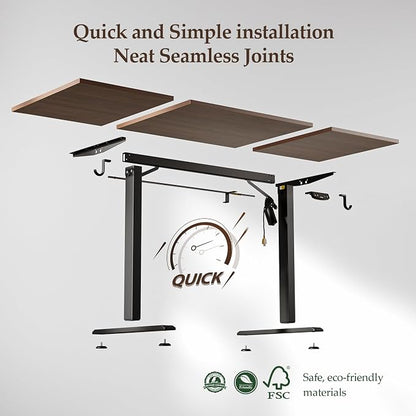 Klicelor 71 Inch Large Electric Standing Desk, Height Adjustable Office Desk, Sit Stand Up Computer Gaming Desk with Memory Preset, Three-Piece Desktop, Dark Walnut