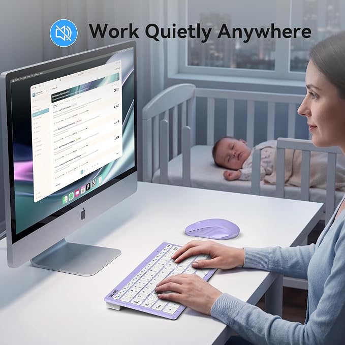 TECKNET Wireless Keyboard and Mouse Combo, Mini Cordless Computer Keyboard and Mouse Set 2.4GHz, Silent Adjustable 1600 DPI, Quiet Click, Lag-Free for Computer, Laptop, PC, Windows, Mac, Chrome OS