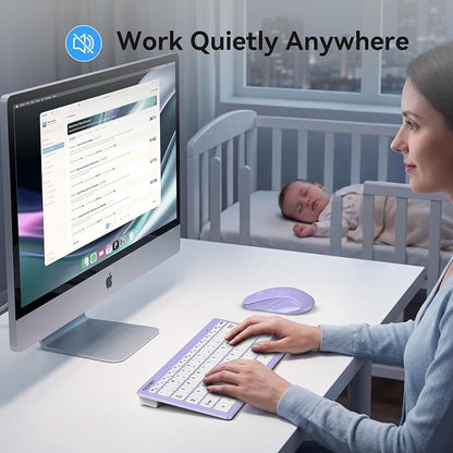 TECKNET Wireless Keyboard and Mouse Combo, Mini Cordless Computer Keyboard and Mouse Set 2.4GHz, Silent Adjustable 1600 DPI, Quiet Click, Lag-Free for Computer, Laptop, PC, Windows, Mac, Chrome OS