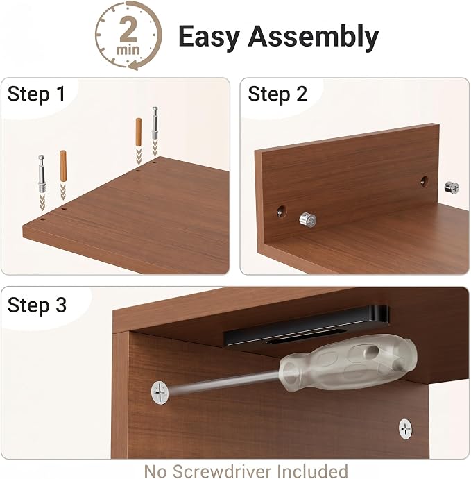 BONTEC Monitor Stand Riser with Cellphone Holder & Cable Management, 16.7 Inch Wood Monitor Riser Stand, Desktop Stand for PC/TV/Laptop/Printer, Walnut