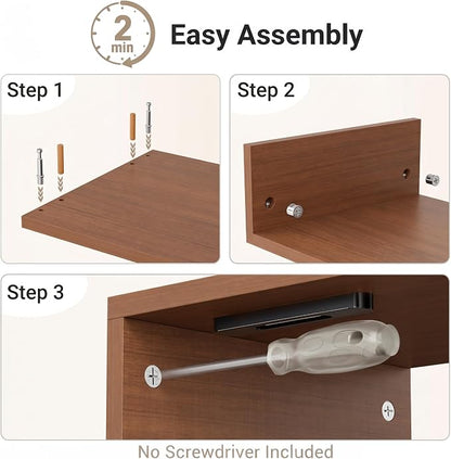 BONTEC Monitor Stand Riser with Cellphone Holder & Cable Management, 16.7 Inch Wood Monitor Riser Stand, Desktop Stand for PC/TV/Laptop/Printer, Walnut