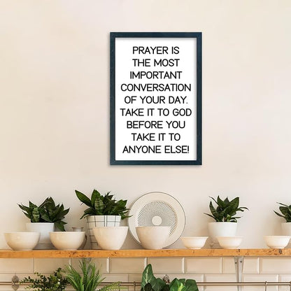 YWJKWLGS Christian Prayer Wall Art, 11x16 Framed, Inspirational Quote for Bedroom