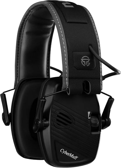 CyberMuff E – Electronic Shooting Ear Protection Earmuffs | NRR 24dB, Memory foam ear cushion, Padded headband, Compact folding design, Ergonomic design, Comfortable