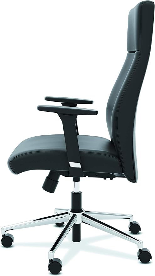 HON basyx Executive Leather Chair - High-Back Office Chair for Computer Desk, Black (HVL108)
