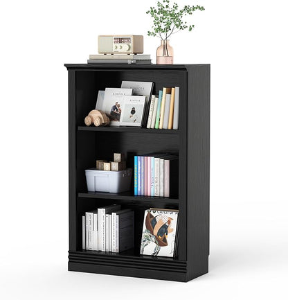 3-Shelf Bookcase, 47" Tall Floor Standing Bookshelf with Adjustable Shelves, Storage & Display Shelf for Living Room, Bedroom, Home Office – Black, 31.5" Wide