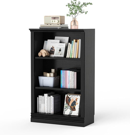 3-Shelf Bookcase, 47" Tall Floor Standing Bookshelf with Adjustable Shelves, Storage & Display Shelf for Living Room, Bedroom, Home Office – Black, 31.5" Wide