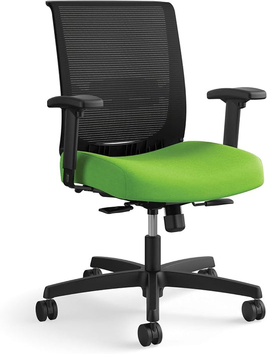 HON Convergence Ergonomic Office Chair with Mesh Back, Adjustable Arms, Lumbar Support, Synchro‑Tilt Desk Chair with Wheels for Home Office or Computer Use, Black Frame, Pear