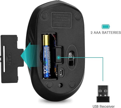 Rii 10-Pack Wireless Mouse,2.4G Portable Computer Mice for PC, Laptop, Windows,Office Included Wireless USB dongle (Black)