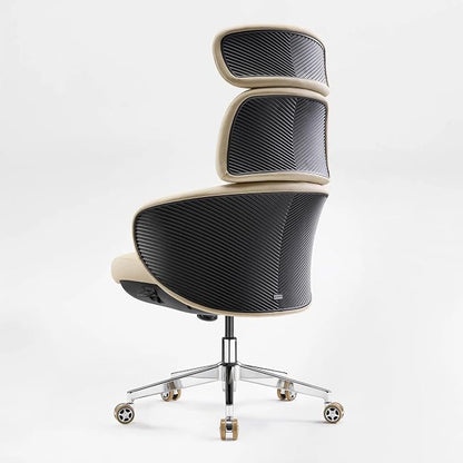 EUREKA ERGONOMIC Royal Rowan Leather Desk Chair, Microfiber PU Leather Office Chair with Wheels and Headrest, High Back Office Chair, Executive Office Chair Comfy for Home & Office, Off-White