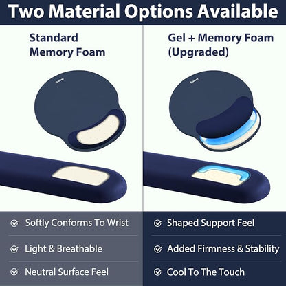 Sushret Mouse Pad and Keyboard Wrist Rest, 3-in-1 Gel Memory Foam Ergonomic Mouse Pad with Wrist Rest Set, Gaming Mousepad Arm Cushion Support for Computer Office Desk Accessories Cute Setup,Dark Blue