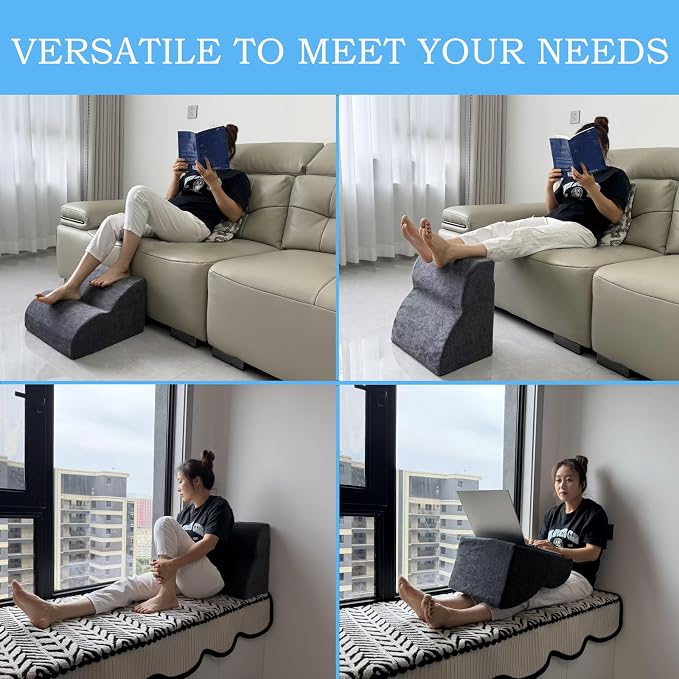 Foot Rest for Under Desk at Work.Multifunctional 3-Tier Foot Stool,with Washable Footrest.for Under Desk,Office Chair Gaming Chair & Sofa,Leg Elevation Pillow,Supports Posture -Dark Grey