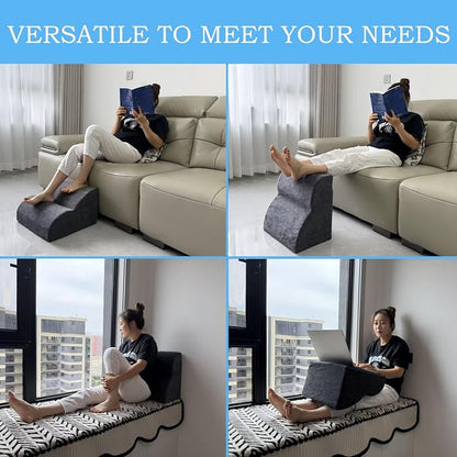 Foot Rest for Under Desk at Work.Multifunctional 3-Tier Foot Stool,with Washable Footrest.for Under Desk,Office Chair Gaming Chair & Sofa,Leg Elevation Pillow,Supports Posture -Dark Grey