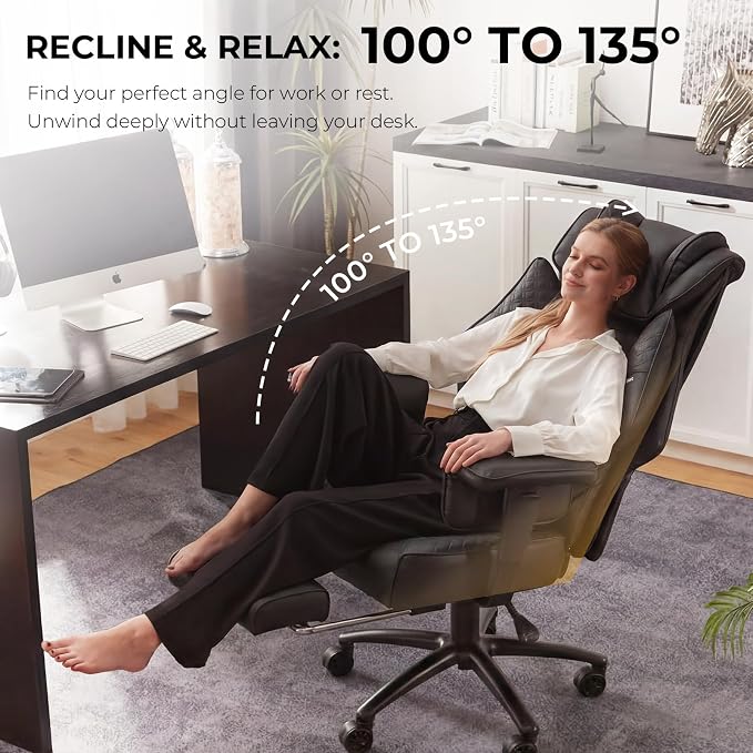 Dowinx Big and Tall Office Chair 400 Lbs with Rotating Massage Lumbar Support, Wide Thick Seat Cushion and Adjustable Armrest,Computer Gaming Chairs with Footrest,Black