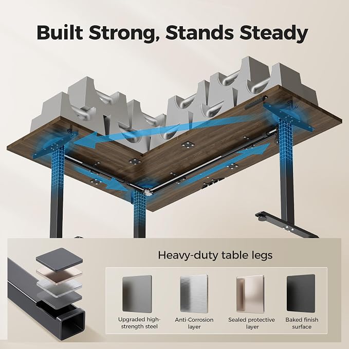 Agilestic L Shaped Standing Desk 63 inch Adjustable Height, Electric Corner Standing Desk, Sit Stand Computer Table with Splice Board, Dark Walnut