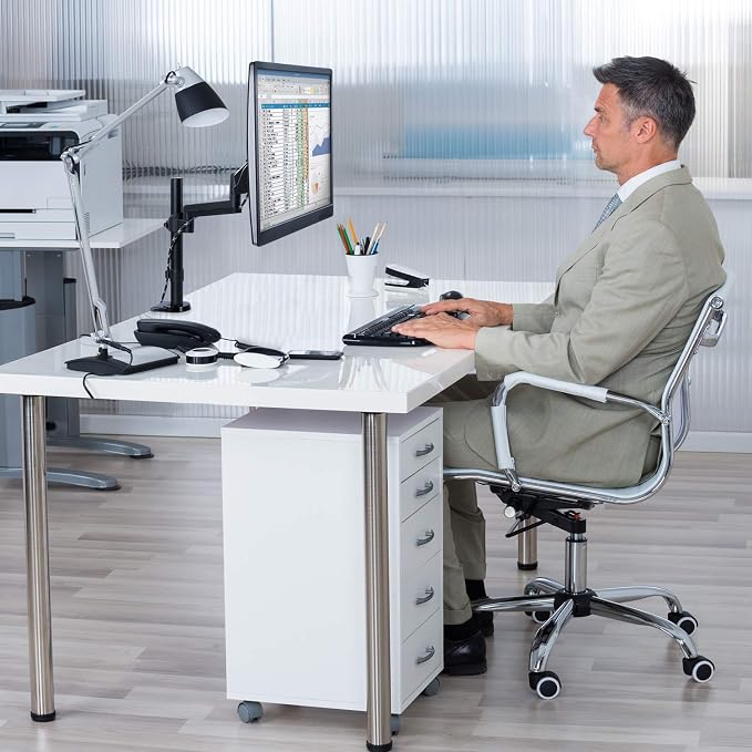 Mount-It! Single Monitor Arm Desk Mount with Gas Spring, Height Adjustable Monitor Stand for 13–32 Inch Screens up to 17.6 lbs, VESA 75x75 & 100x100, Clamp & Grommet