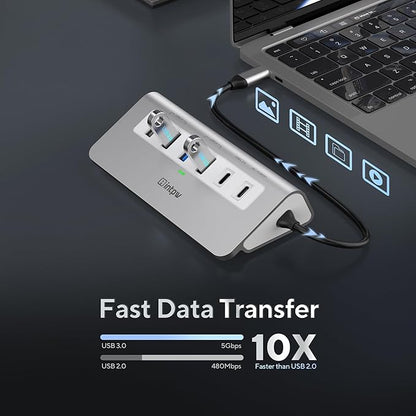 intpw USB C Hub, P9 USB C Hub Multiport Adapter with 4K@60Hz HDMI, PD 100W, Type-C & 2 USB A 3.0 5Gbps, 2 USB A 2.0, SD/TF Card Reader, Aluminum USB Hub for Laptop, iPhone 17 Series, MacBook, iPad