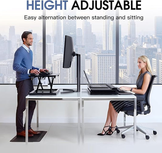 Standing Keyboard and Mouse Stand, Adjustable Height Keyboard Tray and Keyboard Riser for Desk,for Ergonomic Sit Stand Workstations with Wrist Rest、Laptop Desk 26.7 x 11.7 Inch (Black)