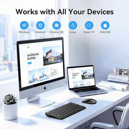 TECKNET Wireless Keyboard and Mouse Combo, 2.4G Mini Cordless Computer Keyboard and Mouse Set, Silent Adjustable 1600 DPI, Quiet Click, Lag-Free for Computer, Laptop, PC, Windows, Mac, Chrome OS
