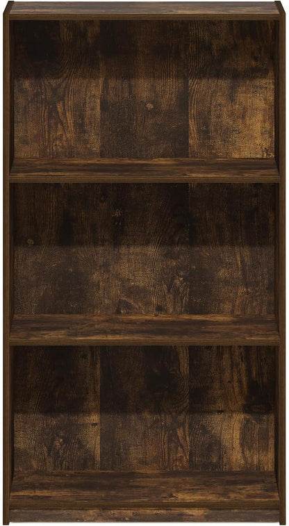 Furinno Basic Book Shelf, 3-Tier Modern Bookshelf, Bookcase with Open Shelves, 9.3 x 21.8 x 39.5, for Living Room, Bedroom, Home Office, Amber Pine