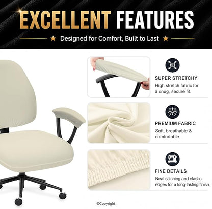 DIVA EN CAMINO DEC Split Office Chair Seat Covers - Universal Stretch Computer Chair Slipcover - Washable Rotating Backrest Coverings & Cushion Protectors & Armrest Covers for Dogs, Cats, Pets