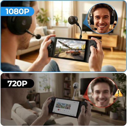 Switch 2 Camera,HD 1080P USB C Webcam Support Plug and Play,360° Flexible Angle Adjustment with Detachable USB C Cable and Privacy Sliding Lens Cover