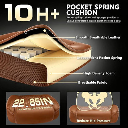600lbs Big and Tall Office Chair with Pocket Spring Cushion, Heavy Duty Office Chair for Low Back Pain Relief, Large Executive Office Chair (Classic, Brown)