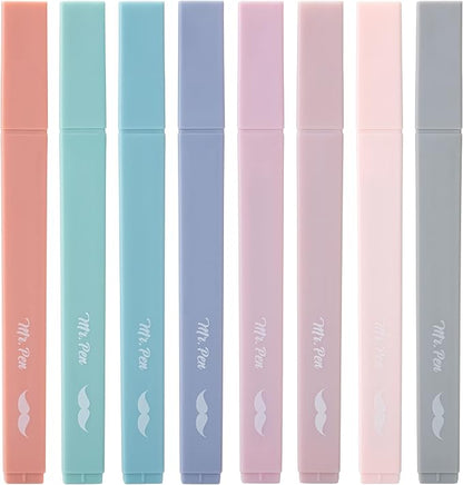 Mr. Pen- Aesthetic Highlighters No Bleed, 8 Pack, Earthy Colors, Chisel Tip | Cute Highlighters Assorted Colors for Journaling, Highlighting, Underlining, Fast Dry, Back to School Supplies