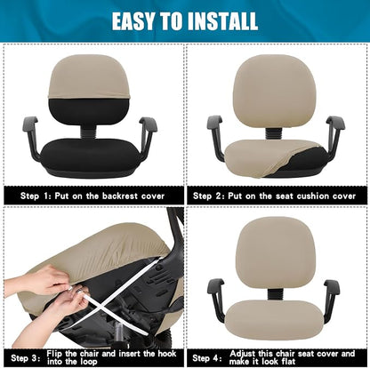 Smiry Stretch Printed Office Computer Chair Covers, Universal Washable Removable Desk Rotating Chair Slipcovers Protector, Seat + Backrest Cover - Taupe