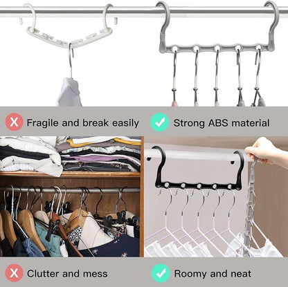 6 Pack Closet Organizers and Storage Stronger, College Dorm Room Essentials for Girls Guys, Magic Clothes Hangers Space Saving Hangers with 5 Holes Closet Storage for Heavy Clothes, Home Organization