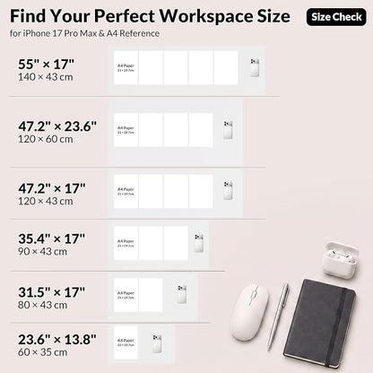 AFIING Cork Desk Mat, White, 31.5" x 17",Desk pad Protector | Dual-Sided Cork & PU Leather, Waterproof, Non-Slip, For Office & Gaming