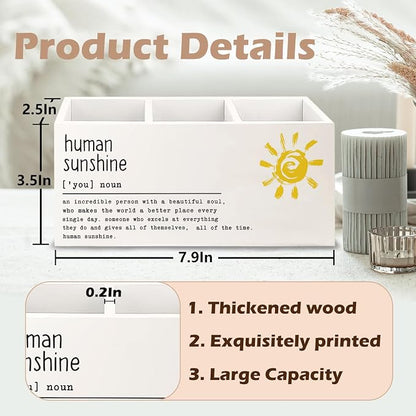 Inspirational Human Sunshine Wooden Pen Pencil Holder for Office Desk Accessories, Motivational Gifts for Women, Encouragement Gifts Makeup Brush Toothbrush Holder Organizer