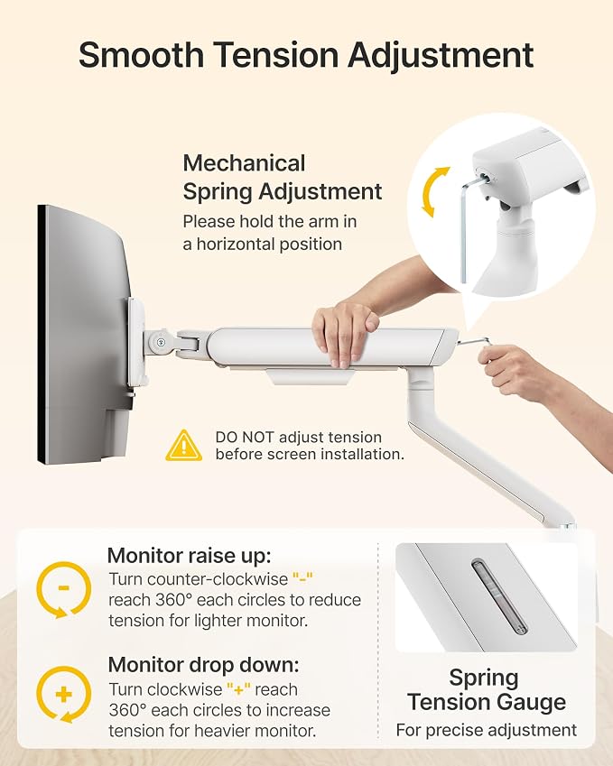 monTEK Mechanical Spring Dual Monitor Arm for 17 to 35" Screens, Aerospace-Grade Aluminum, C-Clamp and Grommet Stand Holding 26.4 lbs Per Arm, Perfect for Ergonomic Office Workspaces, VESA 75/100mm
