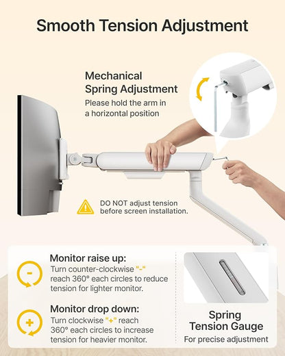 monTEK Mechanical Spring Dual Monitor Arm for 17 to 35" Screens, Aerospace-Grade Aluminum, C-Clamp and Grommet Stand Holding 26.4 lbs Per Arm, Perfect for Ergonomic Office Workspaces, VESA 75/100mm