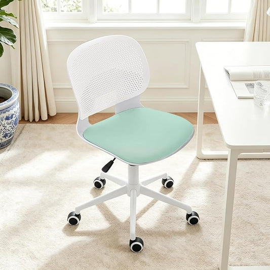 Home Office Chair, Armless Mid-Back Computer Desk Chair with Breathable Backrest and Padded Cushion, Height Adjustable Swivel Ergonomic Task Chair for Home, Work, Study
