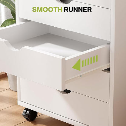 Simple Deluxe 7 Drawer Chest, Storage Cabinet Dressers with Wheels, Dressers Storage Cabinets, Office File Cabinet,White