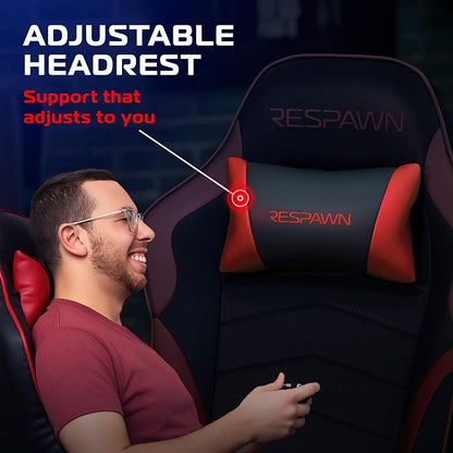 Respawn 900 Console Gaming Recliner with Footrest and Lumbar Support - Comfortable Ergonomic Gaming Chair with Headrest, No Wheels, Reclining, Heavy Duty, Racing Style Video Game Chairs - Red