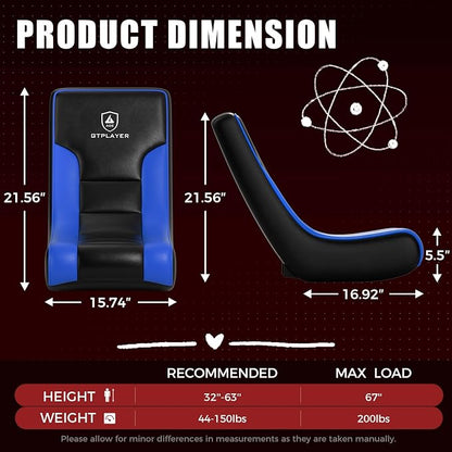 GTPLAYER Floor Rocker Gaming Chair, Adjustable Angle Limiter, Ultra Lightweight Ergonomic Floor Game Seat, Stable Rocking Design for Gaming Relaxing Lounging, Blue & Black