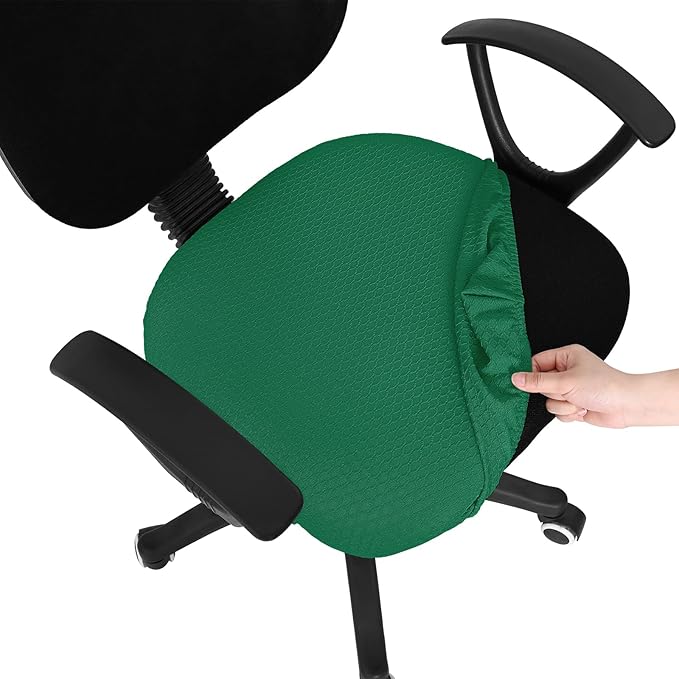 Smiry Stretch Jacquard Office Computer Chair Seat Covers, Removable Washable Anti-dust Desk Chair Seat Cushion Protectors - Chritsmas Green