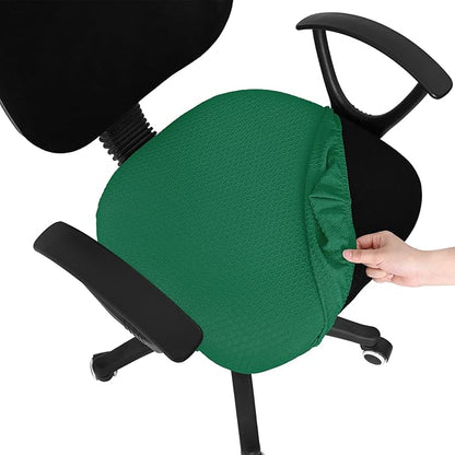 Smiry Stretch Jacquard Office Computer Chair Seat Covers, Removable Washable Anti-dust Desk Chair Seat Cushion Protectors - Chritsmas Green