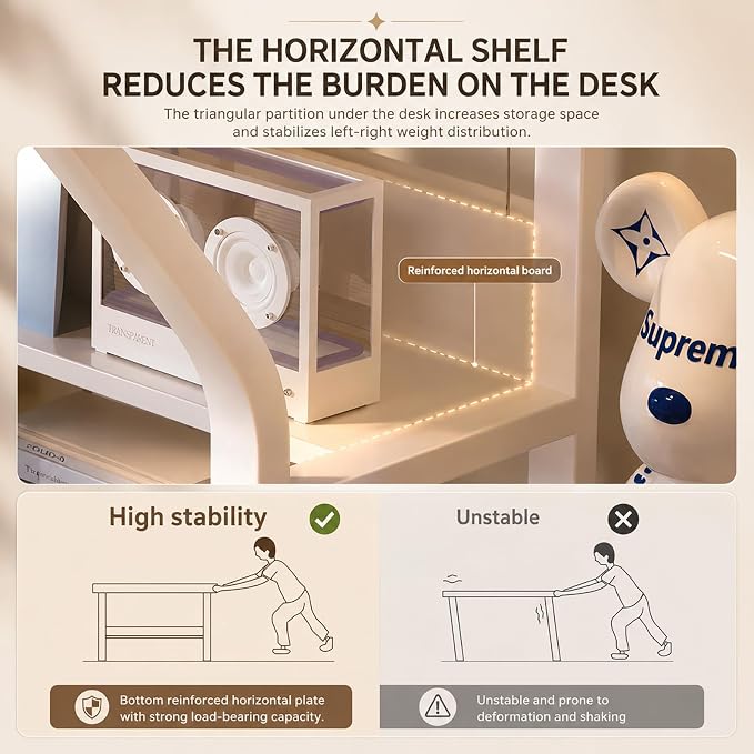 Small Computer Desk with Bookshelf, 39.4 Inch Writing Desk White | Storage Bookshelf Design; Space Saving Desk for Small Apartment; Home Office, Bedroom & Study Use; Compact Writing Table
