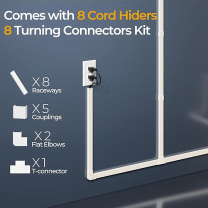 Cord Hider Kit, 113.4in Cord Covers for 2-4 Wires on Wall, Self-Adhesive Cable Hider Wire Covers for Cords on Wall, Paintable Cable Cover Raceway, Cord Hider for Walls Mount Tv, W0.95 H0.55in, Beige