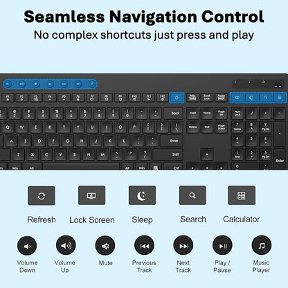Wireless Keyboard and Mouse Combo, Full-Size Ergonomic Computer Set with Palm Rest, Lag-Free 2.4G USB Cordless Quiet Typing, Silent Click, Auto-Sleep for PC, Mac, Laptop, Windows (Black)