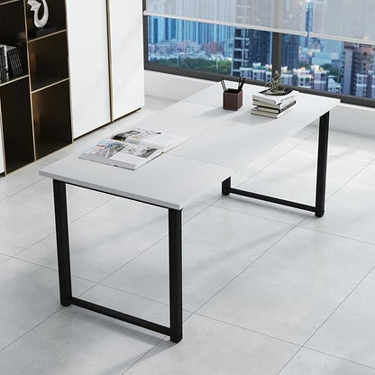 Bonzy Home 6FT Conference Table, 71" L x 32" W x 30" H Long Rectangle Meeting Table, Modern Seminar Table with Super Sturdy Metal Frame for Office, White