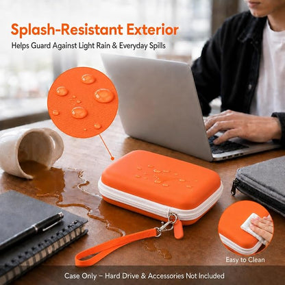 Case Compatible with LaCie Rugged Mini 1TB/ 2TB/ 4TB/ 5TB External Hard Drive Portable HDD, Storage Holder for Hard Drives for Mac and PC Computer & USB 3.0 2.0 Cable SD Cards (Tangerine)