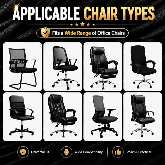 DIVA EN CAMINO DEC Computer Office Chair Cover Stretch Spandex Fabric Rotating Chair Slipcovers Removable Chair Seat Covers Furniture Protector Covers (Plum)