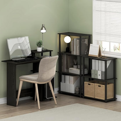 Furinno (99557EX/BK) Turn-N-Tube 4-Tier Multipurpose Shelf Display Rack - Espresso/Black