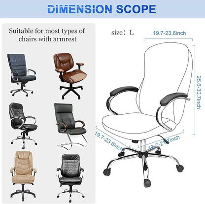 Tatuo 3 Pcs Computer Office Chair Cover Universal Rotating Chair Slipcovers Protector Removable Washable Office Armrest Covers with Zipper for High Back Seat Backrest(L,Waffle,Navy Blue)